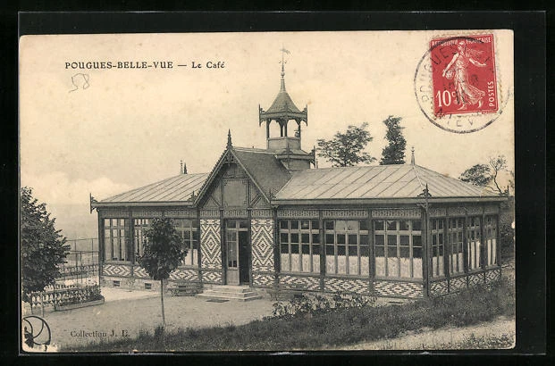 CPA Pougues-Belle-Vue, Le Café 1910