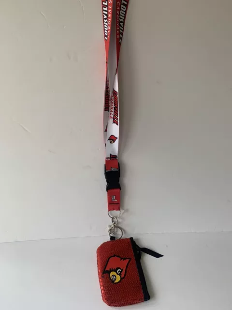 U of L Lanyard Sequenced with Small Change Purse, Cardinal Bird Head  2