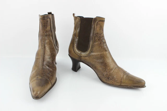 SAN MARINA Bottines Bouts Pointus Cuir taupe T 39 Très Bon état 3