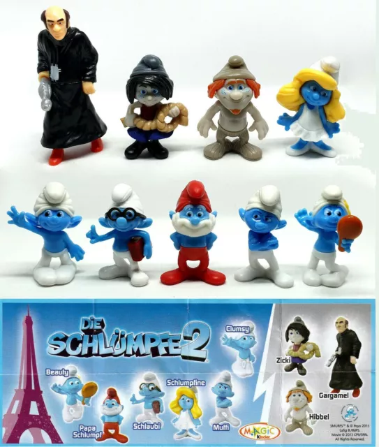 Kinder Ferrero Surprise Série Complète Smurfs Schtroumpfs Pitufos + Bande Papier