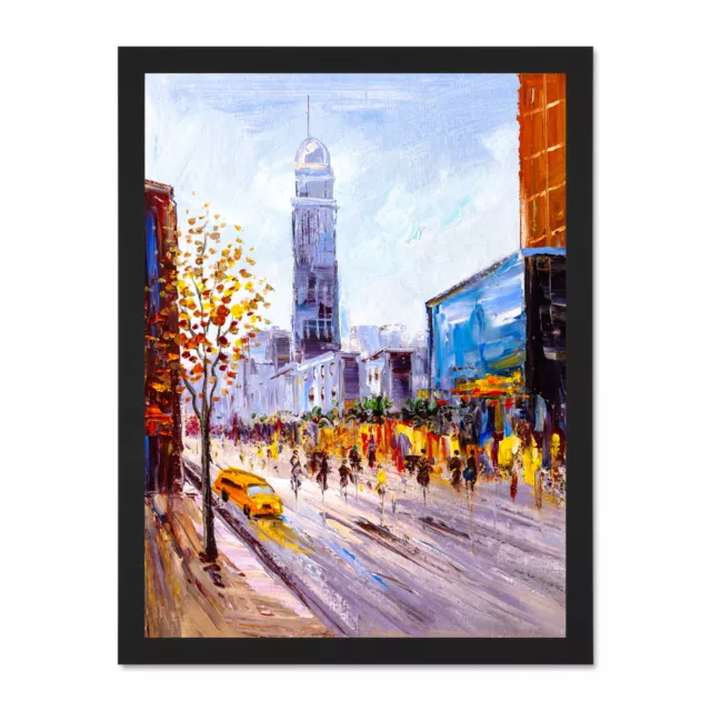 York Cityscape Painting Framed Wall Art Print 18X24 In