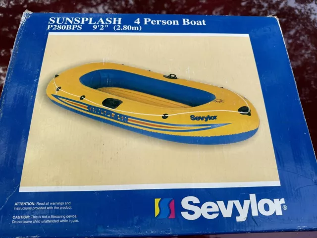 Sevylor Sunsplash 4 Person Inflatable Raft Boat Vintage In Box P280BPS 9'2"