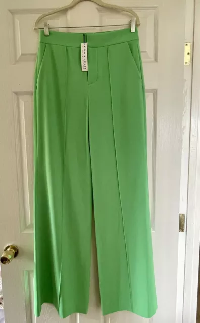 BNWT Alice + Olivia Dylan High Rise Garden Green Pants, Size 8