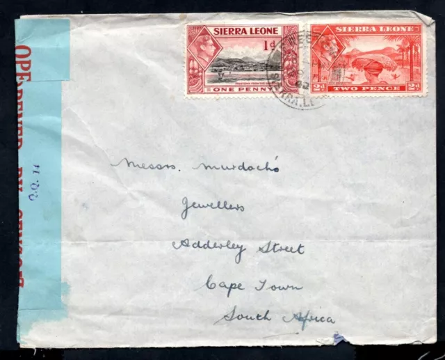 Sierra Leone - 1942 KGVI Censor Cover to Cape Town, South Africa