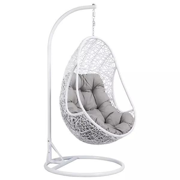 Rattan Hanging Swing Egg Hammock Chair Swing Egg Chair w/ Stand, Indoor Outdoor