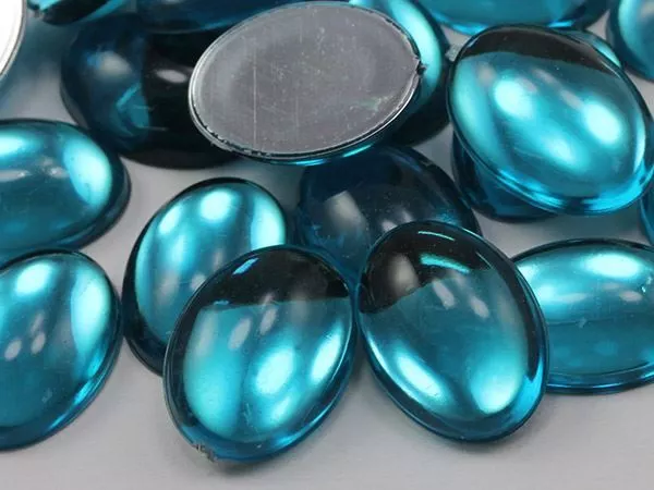 25x18mm 1" x 3/4" Flat Back Acrylic Oval Cabochon High Quality 24 Colors 20 PCS