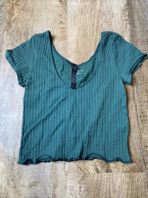 Urban Outfitters Out From Under Crop Top Stretch Short Sleeve Green