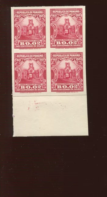 Panama 222 Centenary of Independence India Plate Proof on Card Block of 4 Stamps