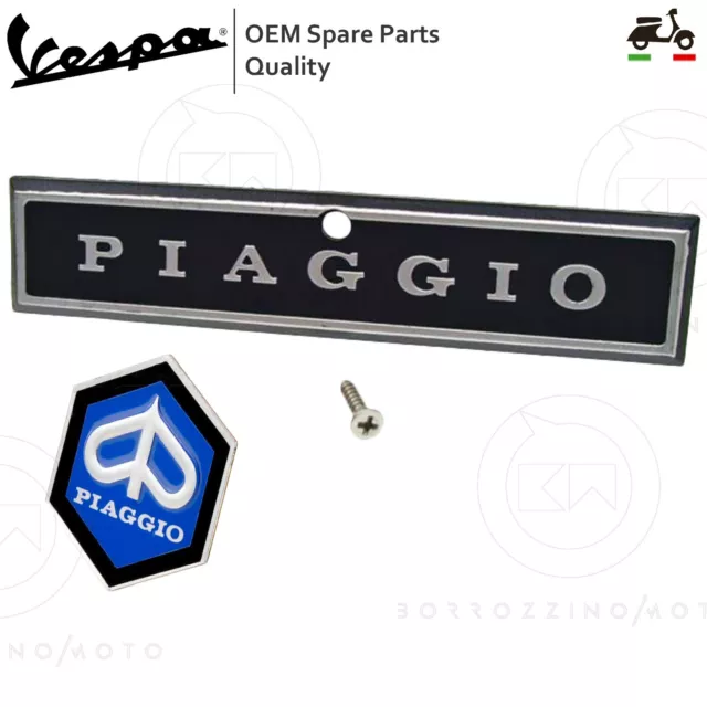 Targhetta + Scudetto Fregio Stemma Nasello Piaggio Vespa Px 125 150 Prima Serie