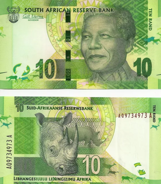 2012 South Africa 10 Rand Uncirculated (Nelson Mandela) note