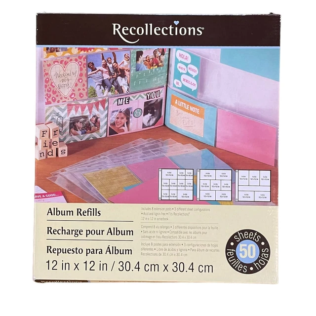 Álbum de recortes de 12x12 páginas de recarga de álbum de recuerdos 50 hojas 3 estilos caja abierta