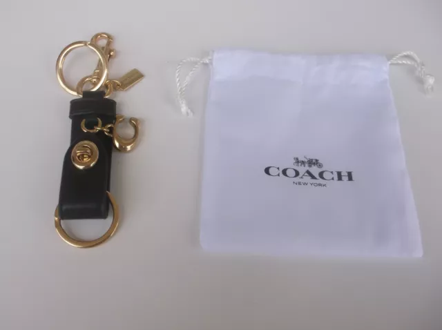🌟🌷Coach Valet Trigger Snap Bag Charm Key Ring FOB Signature Heart  *AUTHENTIC*