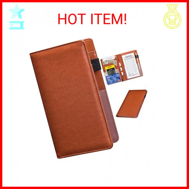 Server Books for Waitress - Leather Waiter Book Server Wallet with Zipper Pocket