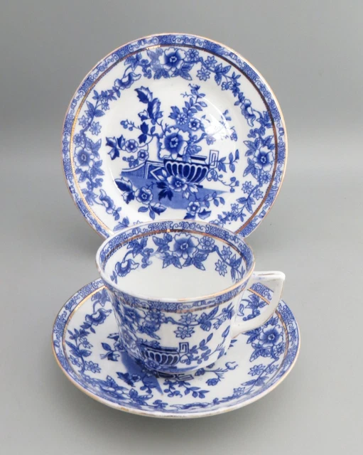 Vintage Blue & White Transferware Trio - Burmah Pattern - Doric / Royal Albion