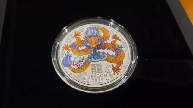 2024 Perth Mint Year of the Dragon 1/2oz Silver Coloured Coin