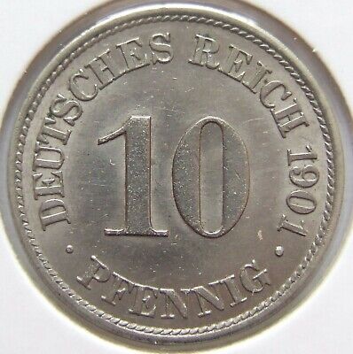 Pièce de Monnaie Reich Allemand Empire 10 Pfennig 1901 A En Extremely fine