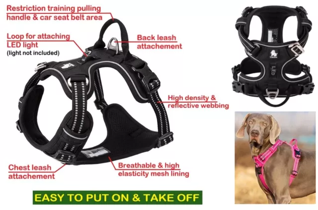 GENUINE Truelove Dog No Pull HAdjustable Reflective Harnesses Heavyduty