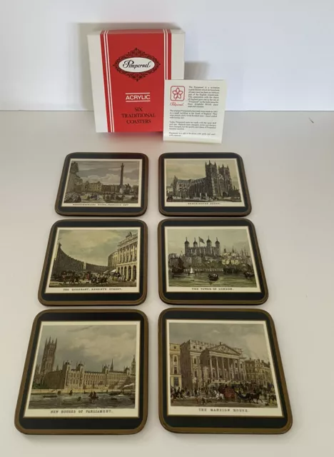 Pimpernel Acrylic 19Th Century London Six Traditional Drink Coasters In Box