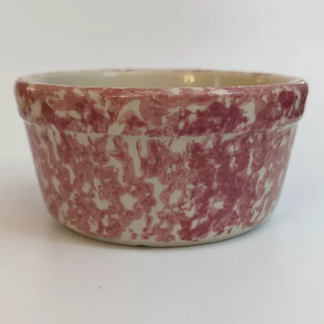 Gerald E. Henn Rose Spongeware Open Butter Crock Indv Souffle Dish 5" Stoneware