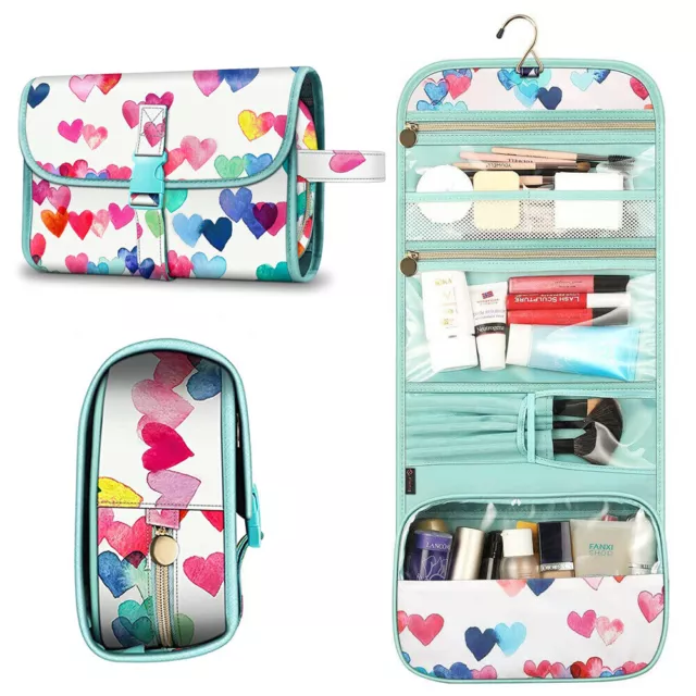 Womens Portable Toiletry Cosmetic Travel Bag Hanging Makeup Organizer Pouch Case