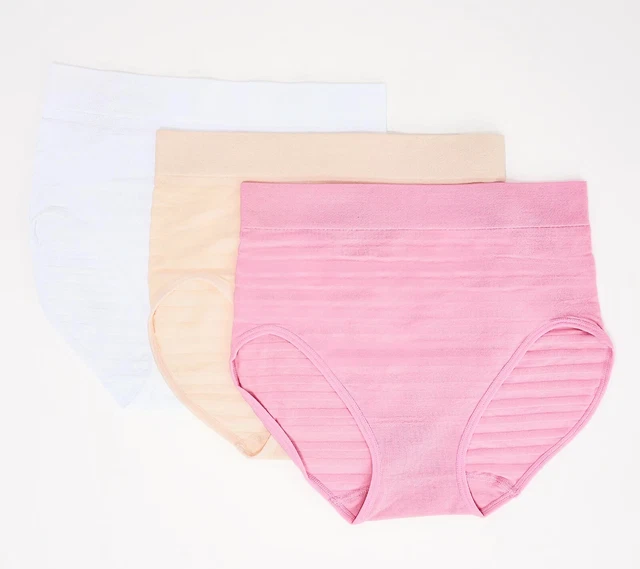Breezies 3-Pack Seamless Shadow Stripe Brief- BRIGHT PINK, MEDIUM A561733