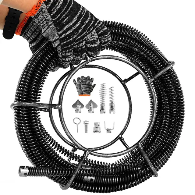5/8 In. Pipe Cleaner Durable Cleaning Cable Auger Snake Pipe+6 50Ft 5/8In