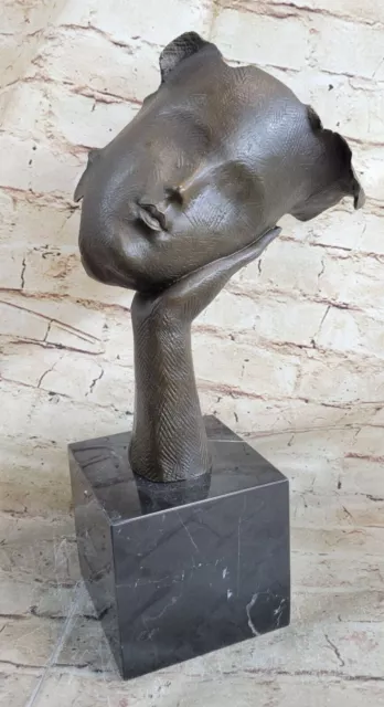 Modern Art Female Head Sexy Woman Bronze Bust Marble Sculpture by Dali Artwork