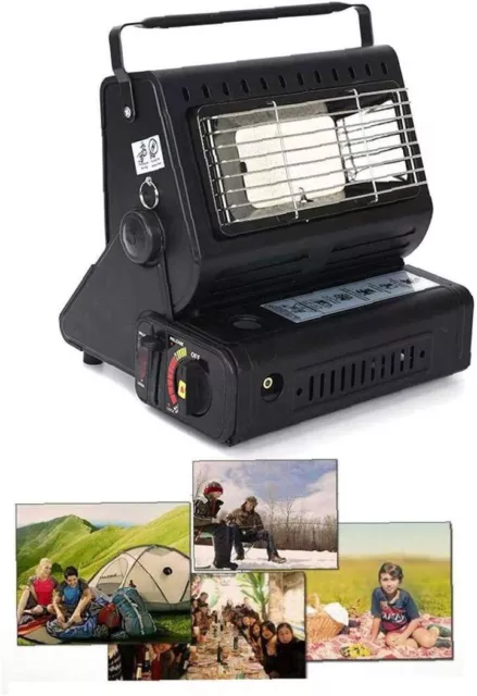 2in1 Tragbare Gasheizung 1,3KW Camping Butan Gas Kocher Keramik+Gaskartuschen DE 2