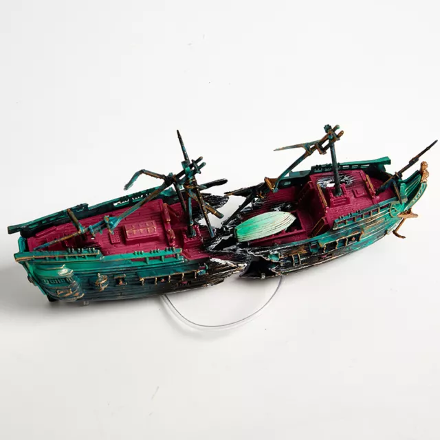 Aquarium Fish Tank Landscape Pirate Ship Wreck Ship Decor Resin Boat Orname#km