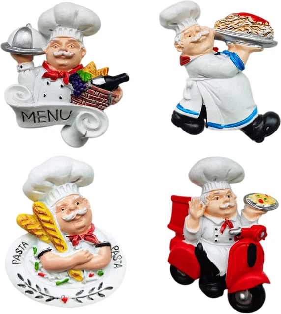 Fzbali Italian Fat Chef Fridge Magnets Set of 4, Cute Chef Figurine Statue for