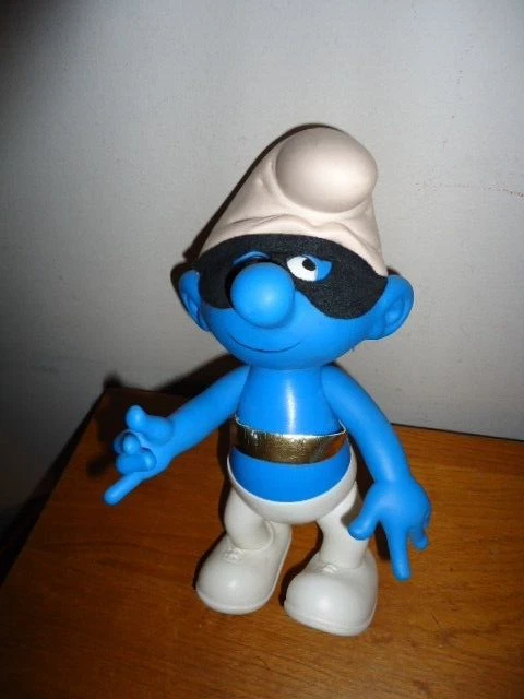 Figurine Flexible Schtroumpf Ceji/Peyo 1983 - Sous Blister D'origine (usé), Collector Vintage