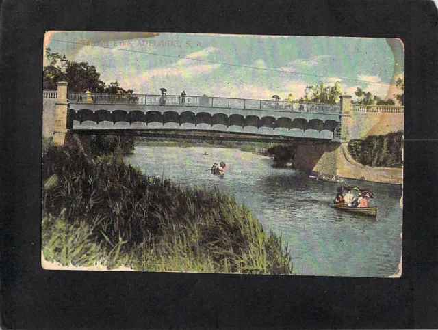 B0850 Australia SA Adelaide City Bridge Torrens River Lake pu1907 vintage postca
