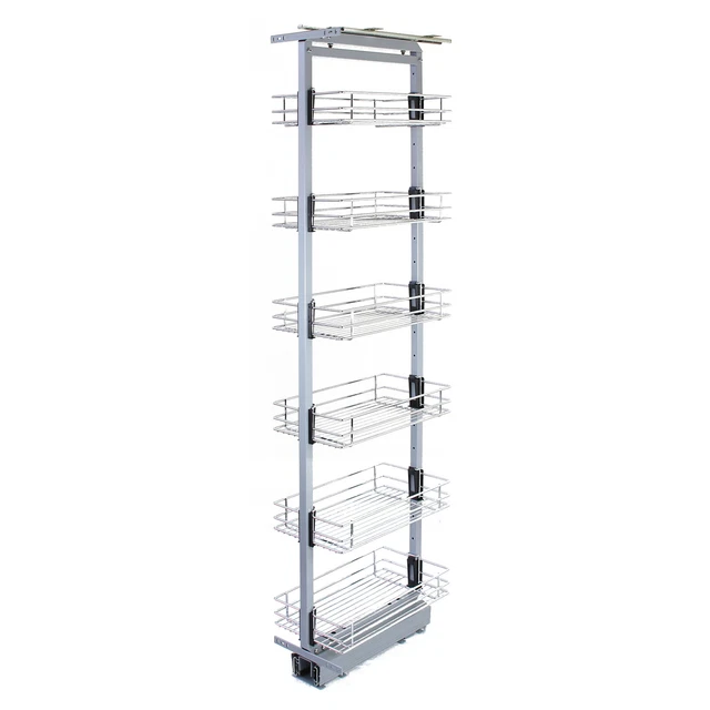 Colonna Estraibile da Cucina in Acciaio Inossidabile con 6 Cestelli 190-220cm