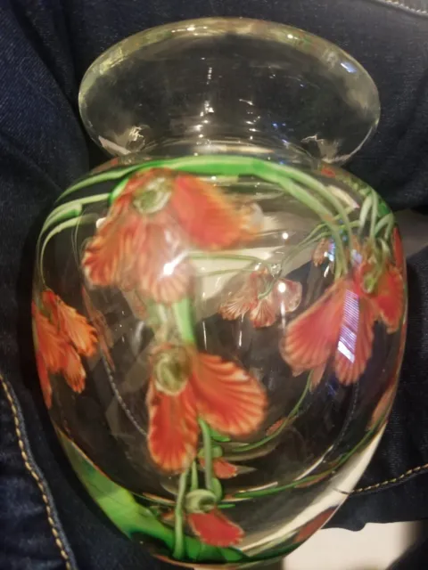Vintage Hand Blown, Heavy, Art Glass Vase Orient & Flume? Murano? 6" Tall 3 Lbs