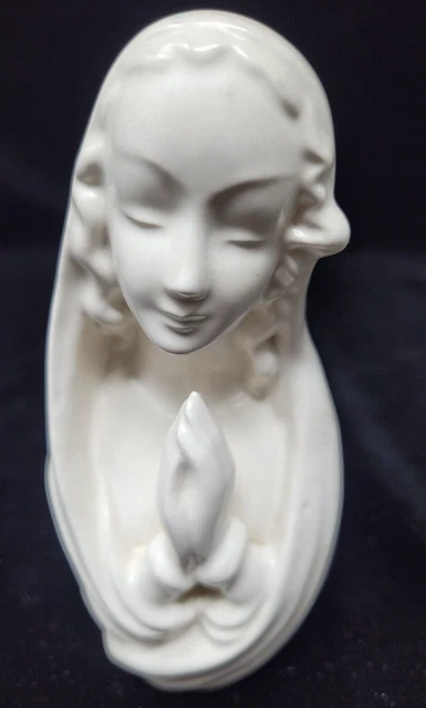 VINTAGE CERAMIC VIRGIN Mary Madonna Statue Figurine Praying 5" Satin