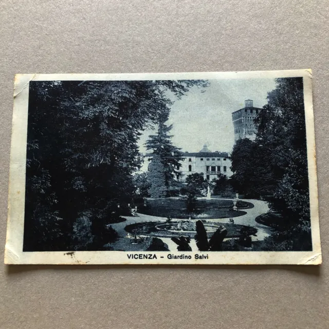 B) Cartolina formato piccolo Vicenza giardino Salvi 1932