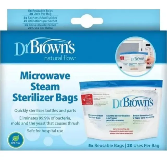 Dr Browns5 Count (Pack of 1)White Option Microwave Steam Sterilizer - 5 Bag