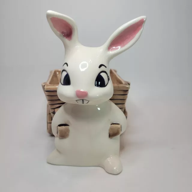 Vtg Rabbit/Bunny Planter/ Easter Egg Holder Hobbyist? Spring Easter Decor 6"