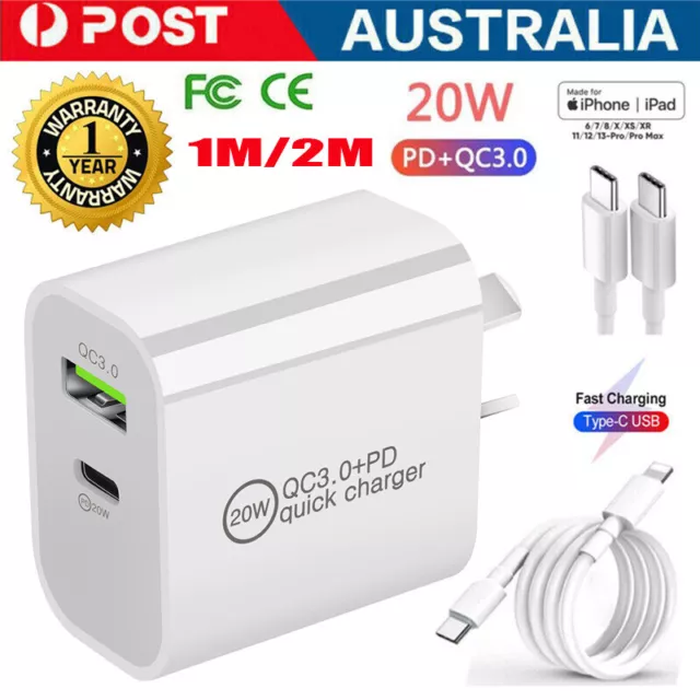 DUAL USB Fast Charger PD Power Wall Adapter Type C QC3.0 For Android iPhone iPad