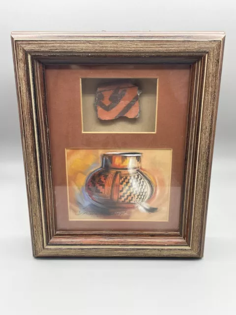 Sue Malinski Native Western Pottery Paintings Shadowbox Pottery Shard 1100 A.D.