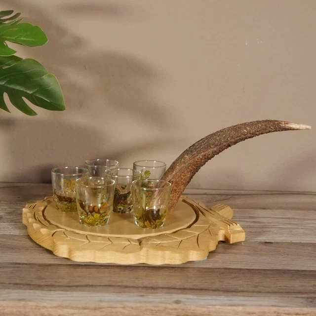 Aguardiente Proveedor Tallado Schnapsbrett H14 CM Ciervo Barra Cornamenta Manija