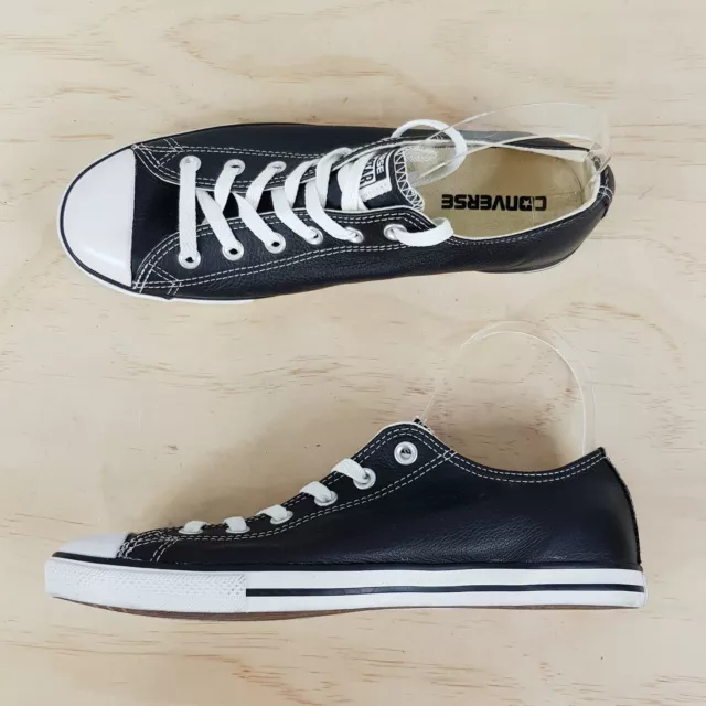 CONVERSE Womens Size US 9.5 or Mens Size US 8 Black Slim Leather Sneakers Shoes