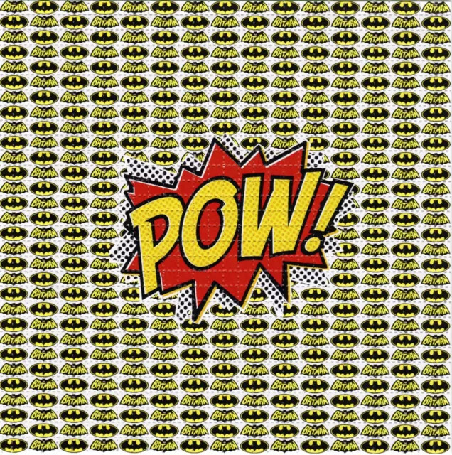 Batman POW Logotipo BLOTTER ART pestañas perforadas arte psicodélico