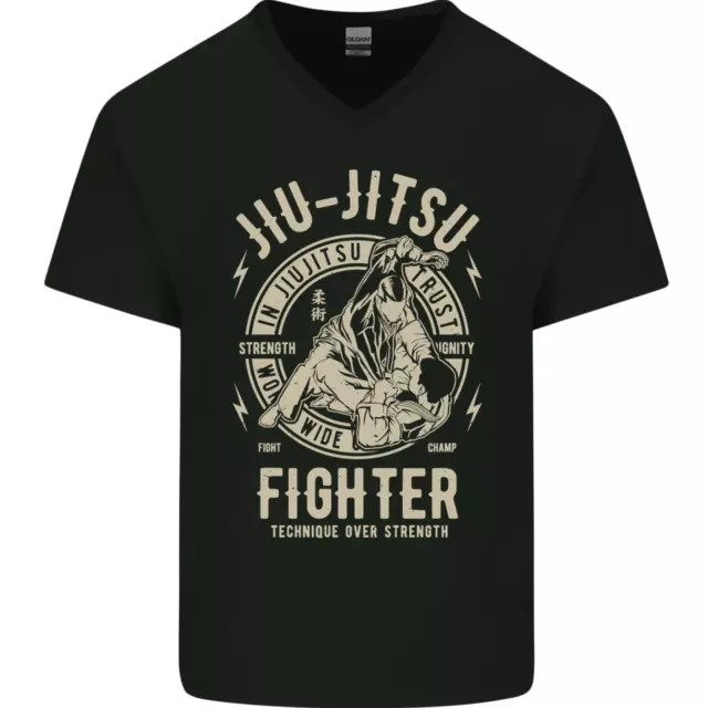 T-shirt da uomo Jiu Jitsu Fighter arti marziali miste MMA collo a V cotone