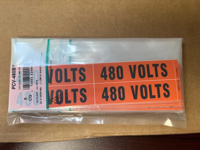 [Pack Of 50] Panduit Pcv-480By Voltage Label  ~  New Sealed