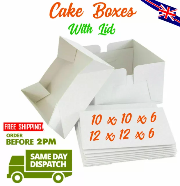White Cake Boxes - Box & Lid - 10'' 12'' inch for Wedding, Birthday Party