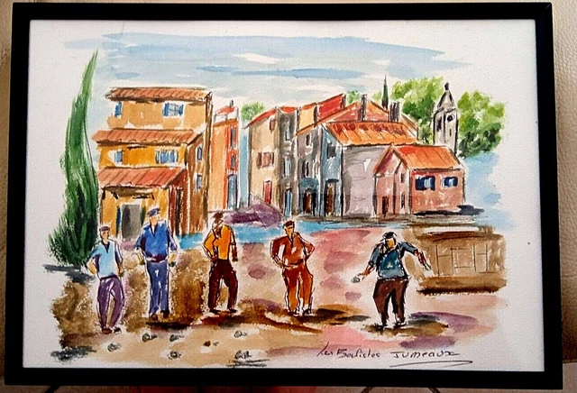 Tableau Peinture à L’huile “Paris Les Péniches” Par Jumeaux Jean-Pierre - Neuf Signé