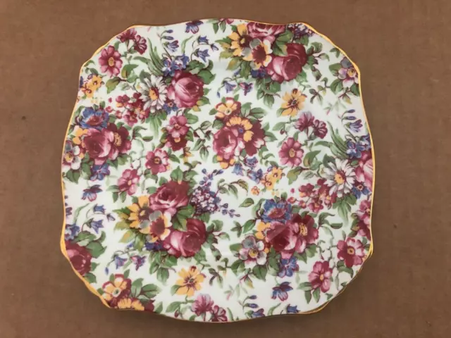 Gorgeous 1995 ROYAL WINTON GRIMWADES Summertime Floral Chintz Square Plate #1