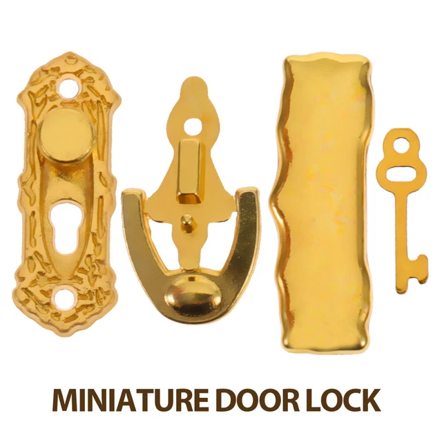 2 SETS MINIATURE Lock and Key Dollhouse Door Micro Decoration £10.68