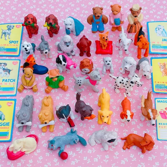 Large Vintage Puppy In My Pocket Bundle MEG Lot Kitty Teddy Figures + Cards